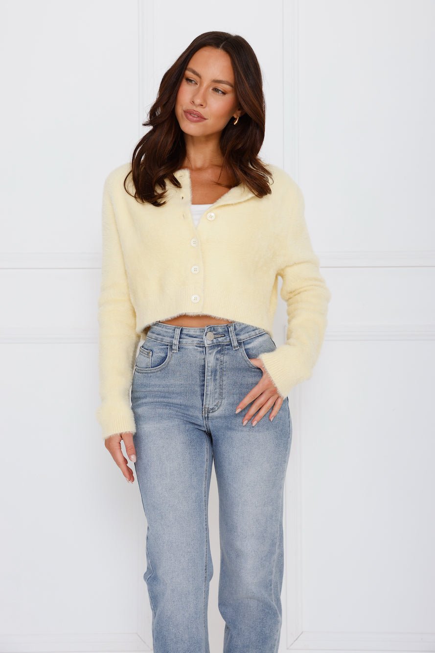 Fuzzy Feelings Knit Cardigan Yellow - Image 8