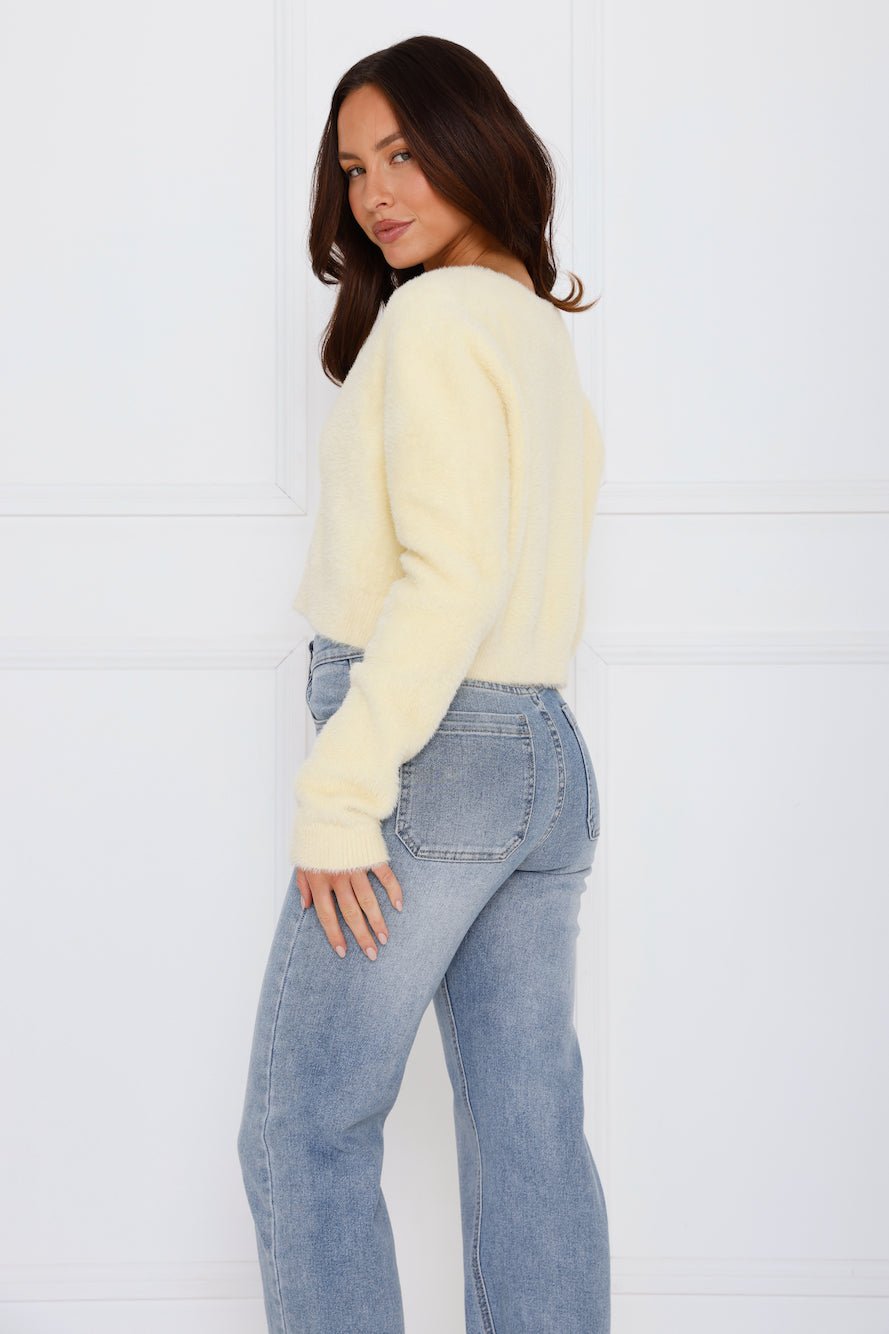 Fuzzy Feelings Knit Cardigan Yellow - Image 9