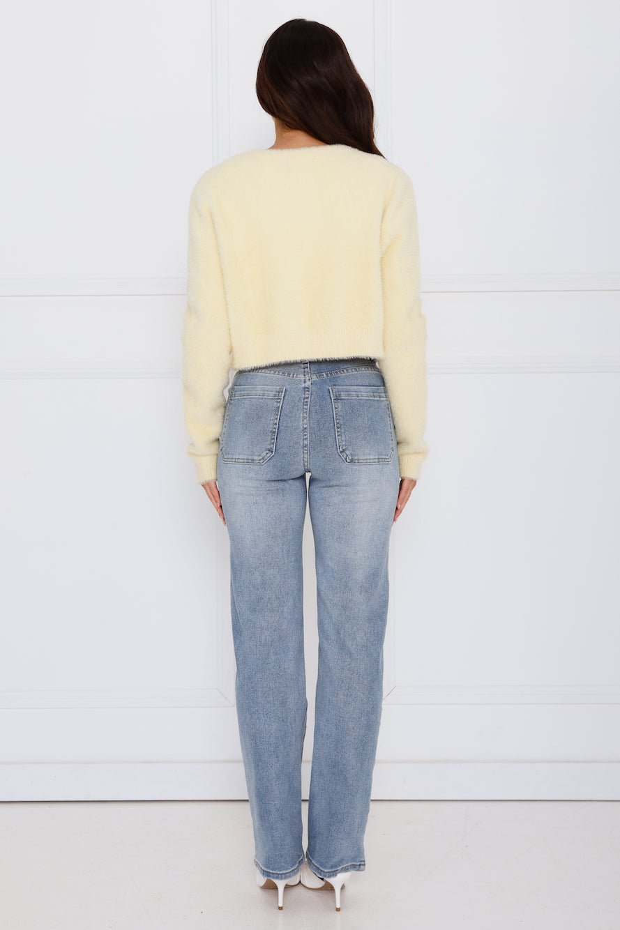 Fuzzy Feelings Knit Cardigan Yellow - Image 10