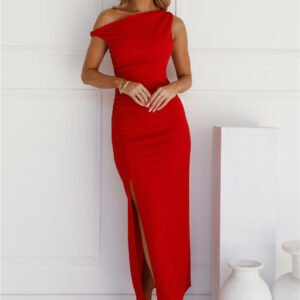Move Me Off Shoulder Maxi Dress Red