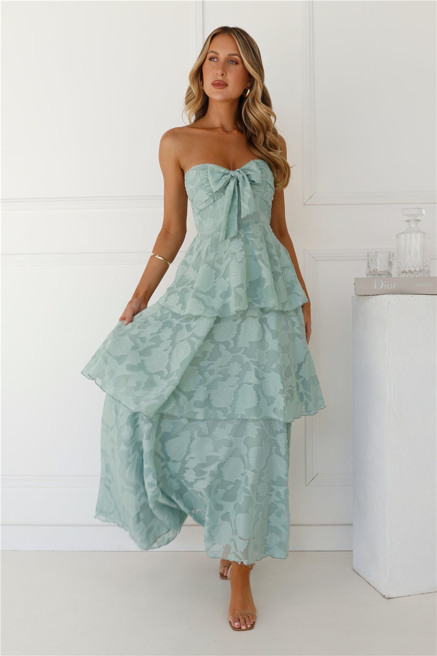 Whimsy In Wonderland Strapless Maxi Dress Sage - Image 2