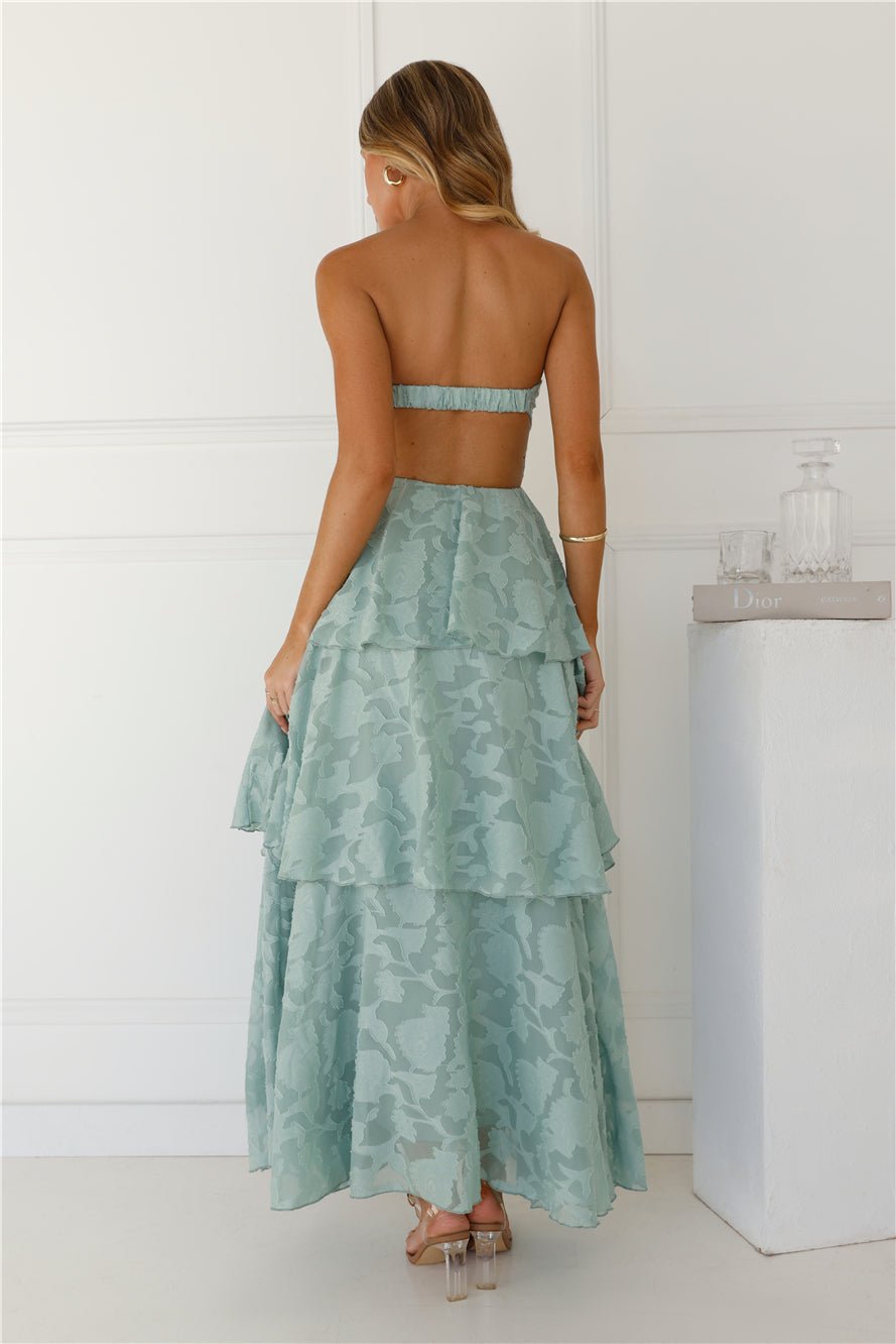 Whimsy In Wonderland Strapless Maxi Dress Sage - Image 6