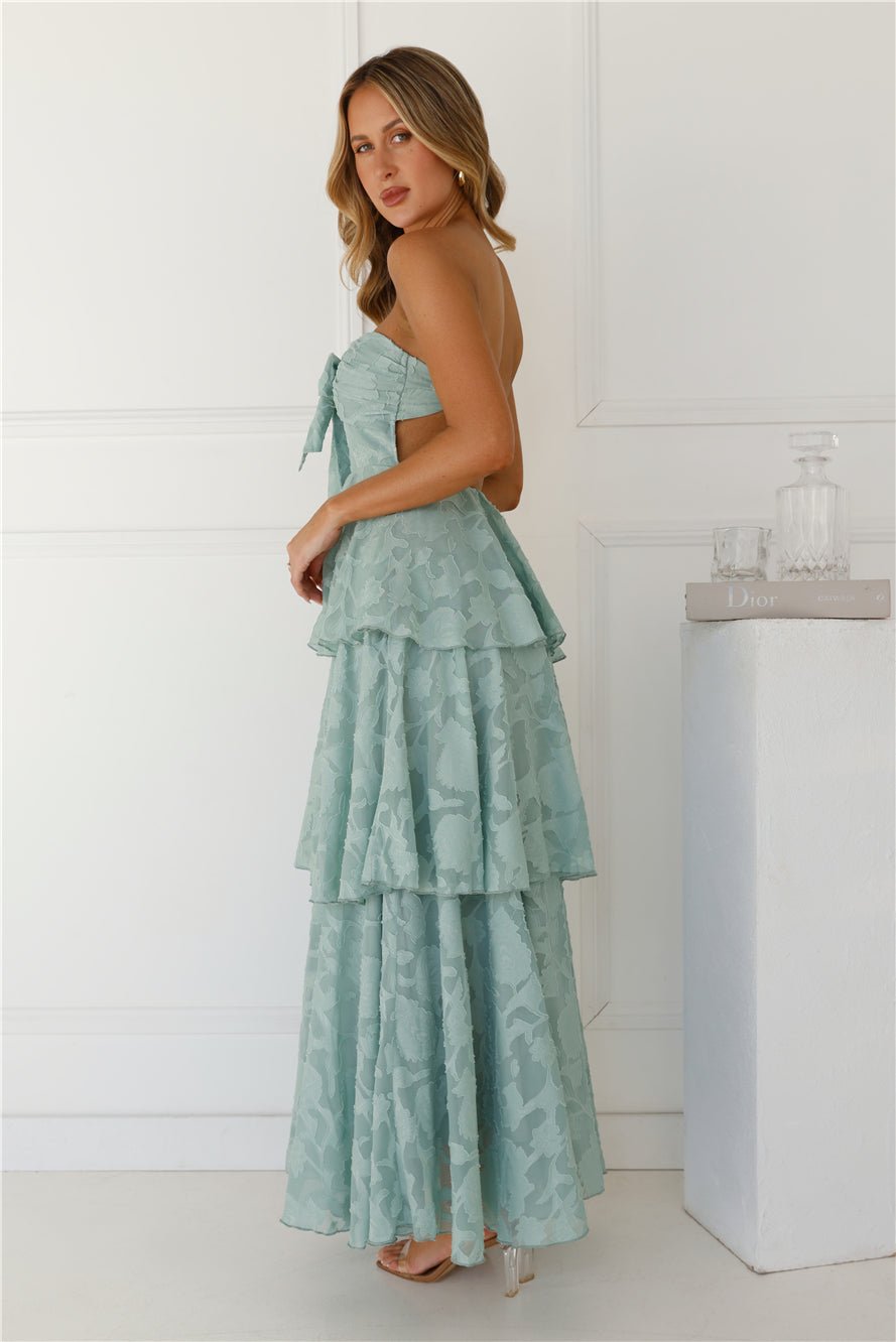 Whimsy In Wonderland Strapless Maxi Dress Sage - Image 5