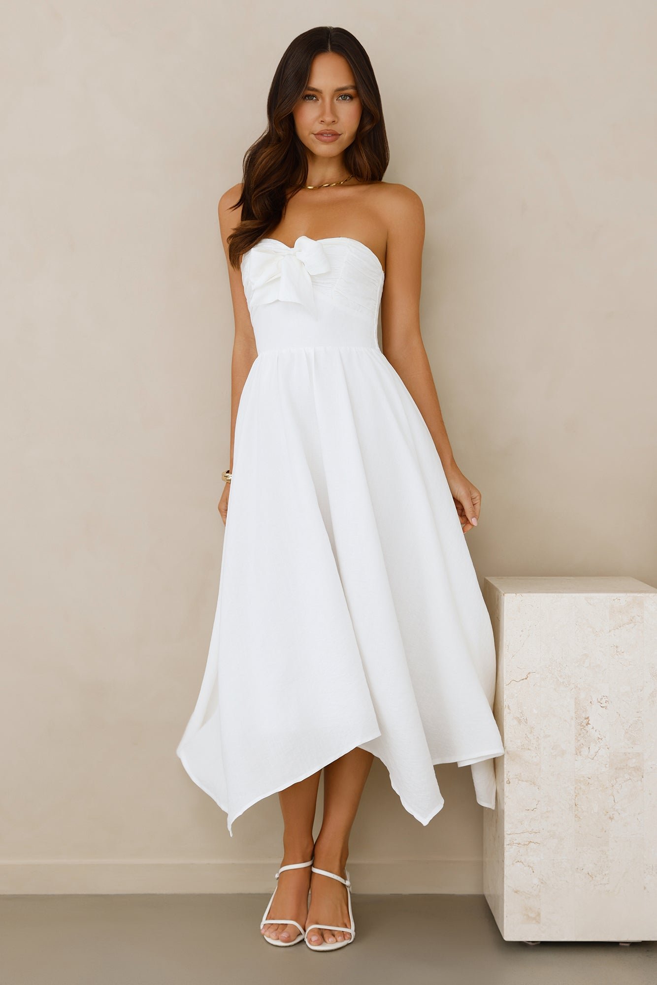 Saltwater Soul Strapless Midi Dress White - Image 3
