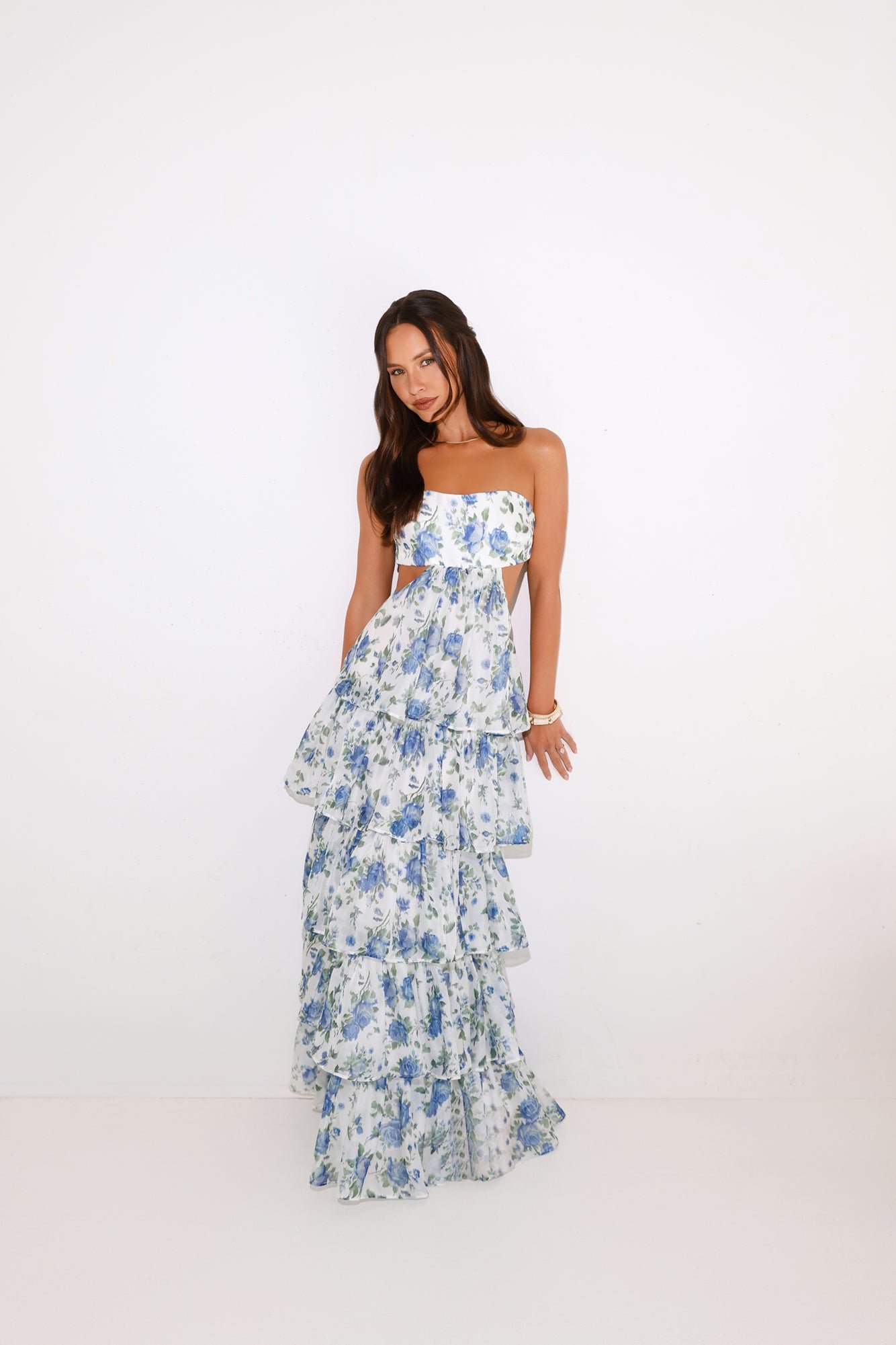 Bloom Spell Strapless Maxi Dress Blue - Image 13