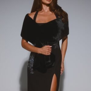 Hollywood Nights Faux Fur Shawl Wrap Black