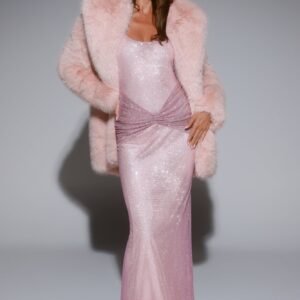 South Pole Faux Fur Coat Pink