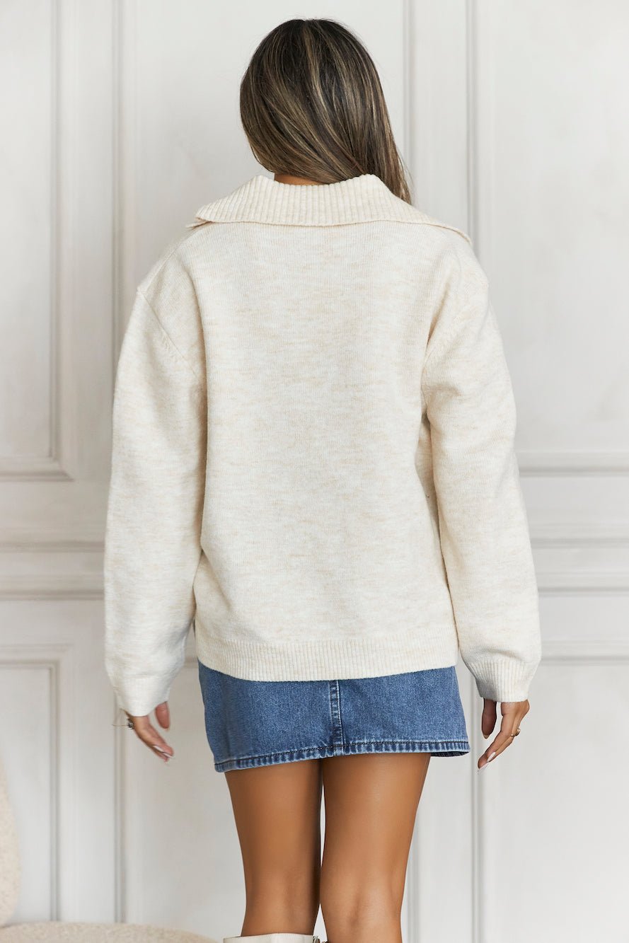 Winter Kiss Knitted Jumper Beige - Image 6