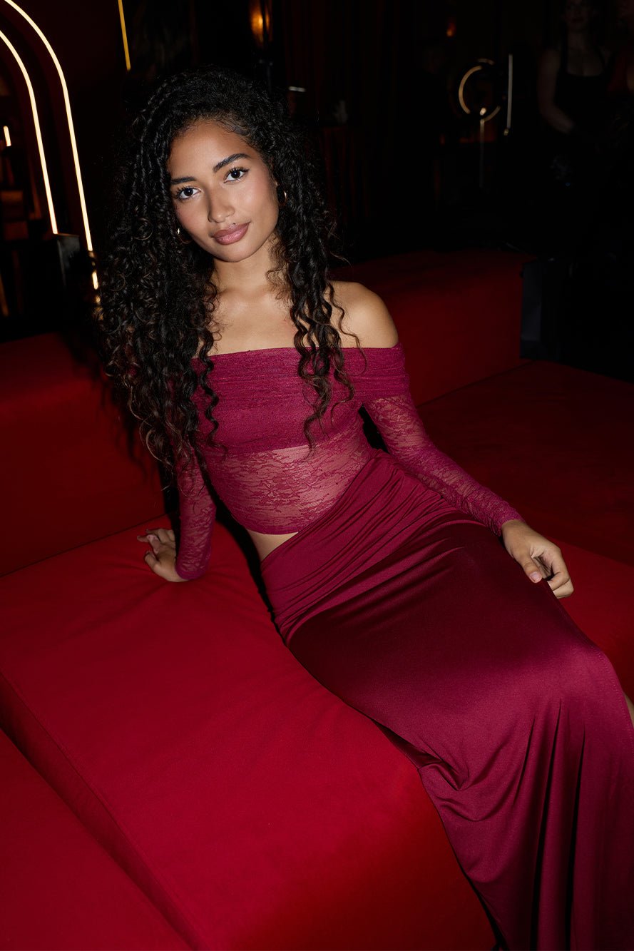 In The Current Strapless Maxi Dress Red