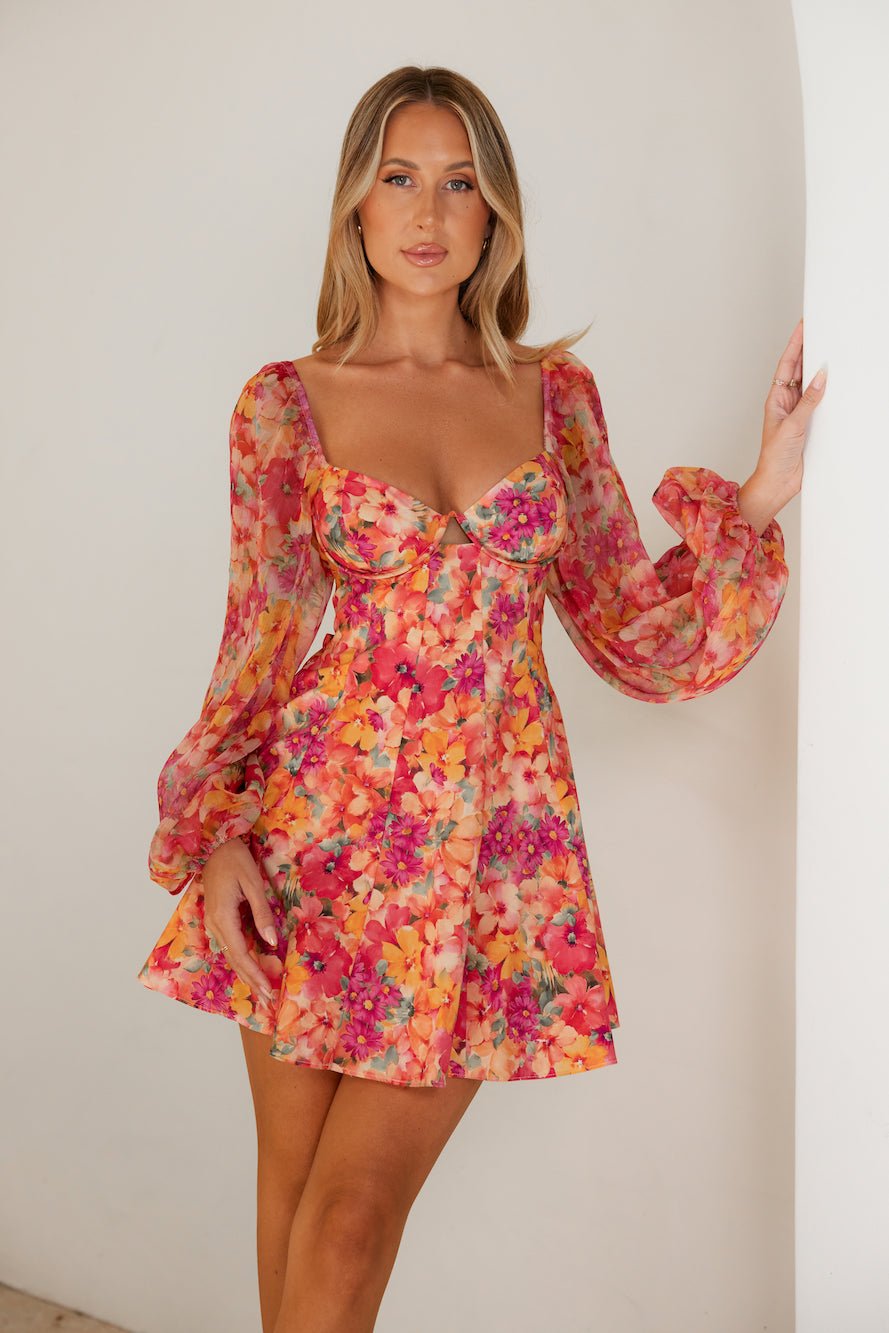 Janeiro Sun Long Sleeve Mini Dress Pink - Image 2