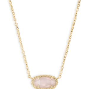 KENDRA SCOTT Elisa Short Pendant Necklace Gold Rose Quartz